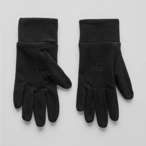 alo performance fleece gloves black